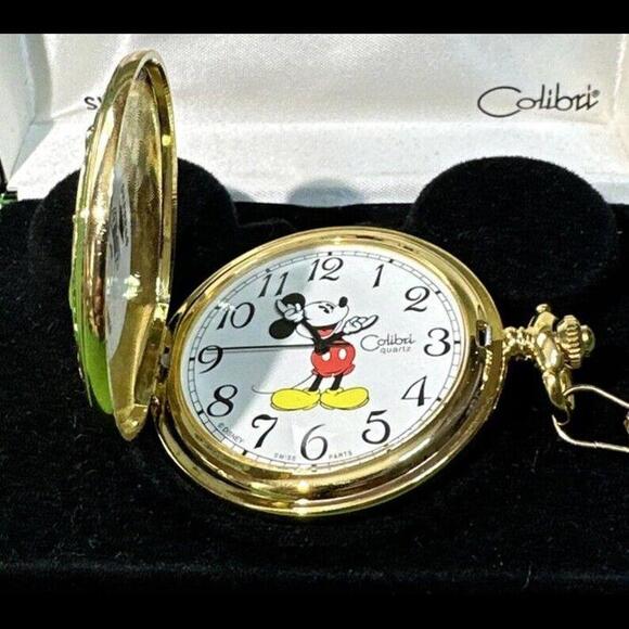 Walt Disney's Mickey Mouse ~ Gold Tone Conductors Pocket Watch by Colibri - Picture 5 of 9